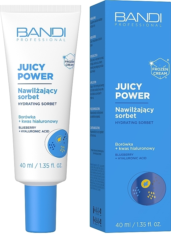 Nawilżający sorbet do twarzy - Bandi Professional Juicy Power Hydrating Sorbet Blueberry + Hyaluronic Acid — Zdjęcie N1