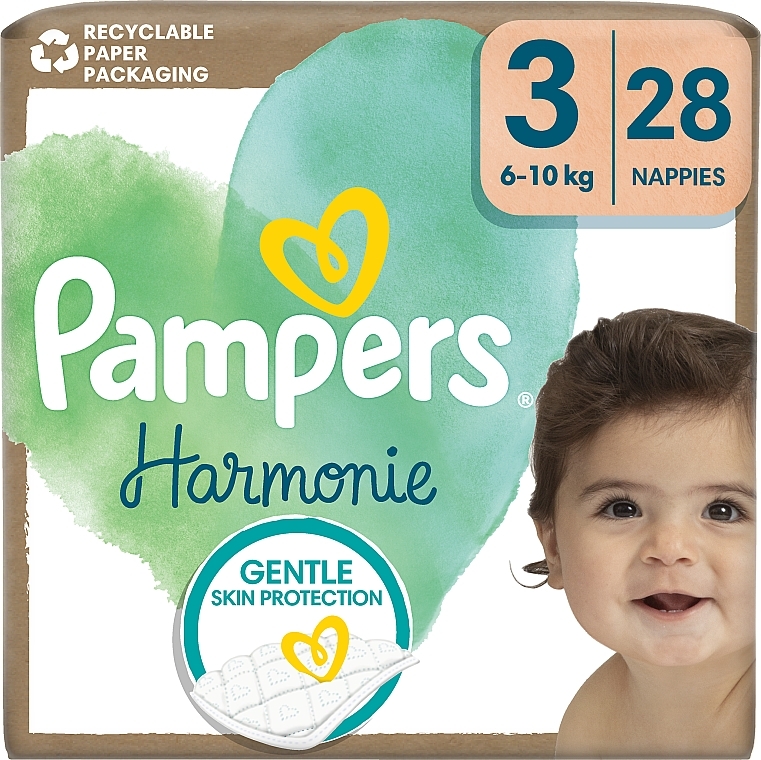 Pieluchy Harmonie, rozmiar 3, 6-10 kg, 28 sztuk - Pampers  — Zdjęcie N1