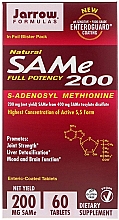 Suplement diety S-adenozylometionina w tabletkach - Jarrow Formulas SAM-e 200 (S-Adenosyl-L-Methionine) 200 mg — Zdjęcie N1