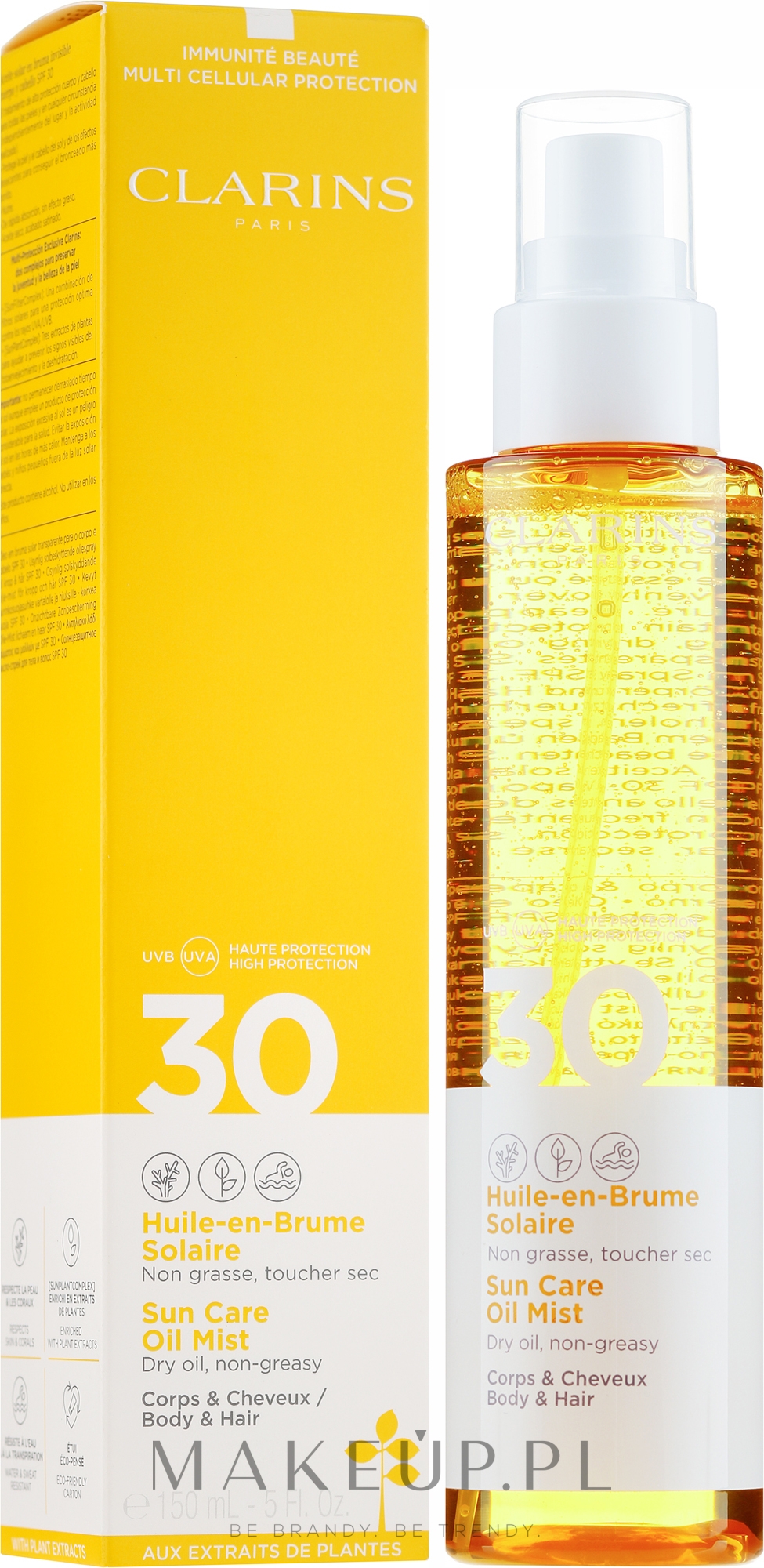 Przeciwsłoneczny suchy olejek w mgiełce do ciała i włosów SPF 30 - Clarins Sun Care Oil Mist — Zdjęcie 150 ml