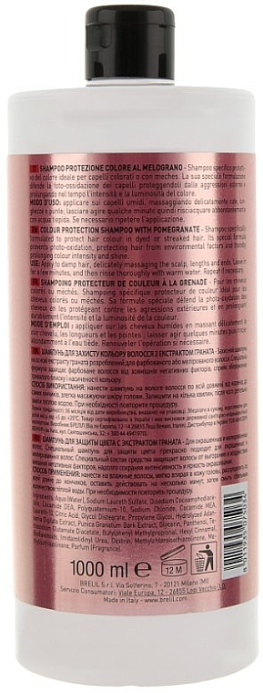 Szampon chroniący kolor włosów farbowanych z ekstraktem z granatu - Brelil Professional Numero Colour Protection Shampoo — Zdjęcie N4