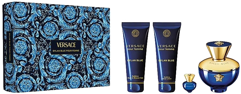 Versace Pour Femme Dylan Blue - Zestaw (edp 100 ml + edp 5 ml + sh/gel 100 ml + b/lot 100 ml) — Zdjęcie N1