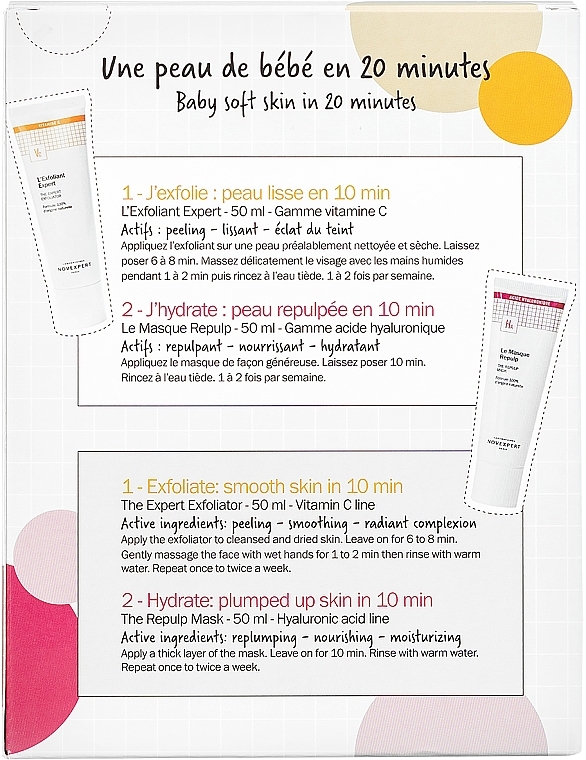 Zestaw Błyskawiczne wypełnienie i rozświetlenie z kwasem hialuronowym i witaminą C - Novexpert Baby Box Skin Soft (mask/50ml + mask/50ml) — Zdjęcie N3