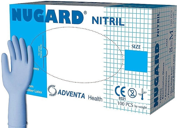 Rękawice nitrylowe, rozmiar XS, 100 szt. - Adventa Health Nugard Nitrile — Zdjęcie N1