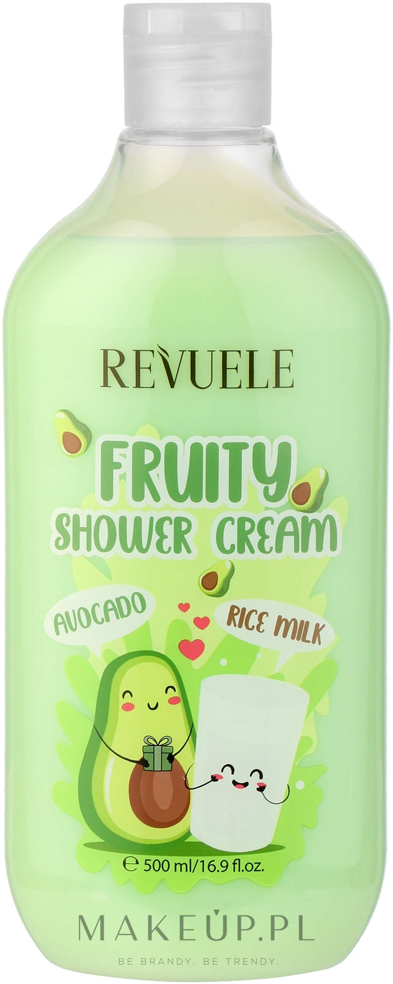 Owocowy krem pod prysznic Awokado i mleko ryżowe - Revuele Fruity Shower Cream Avocado and Rice Milk — Zdjęcie 500 ml