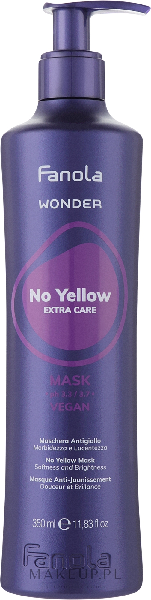Maska przeciw żółknięciu włosów - Fanola Wonder No Yellow Extra Care Mask — Zdjęcie 350 ml