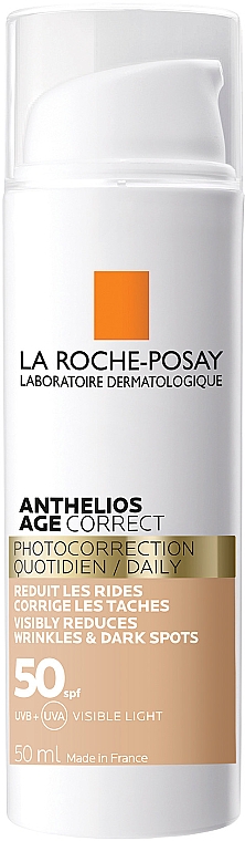 Przeciwstarzeniowy krem przeciwsłoneczny z efektem tonizującym - La Roche-Posay Anthelios Age Correct SPF50 Tinted