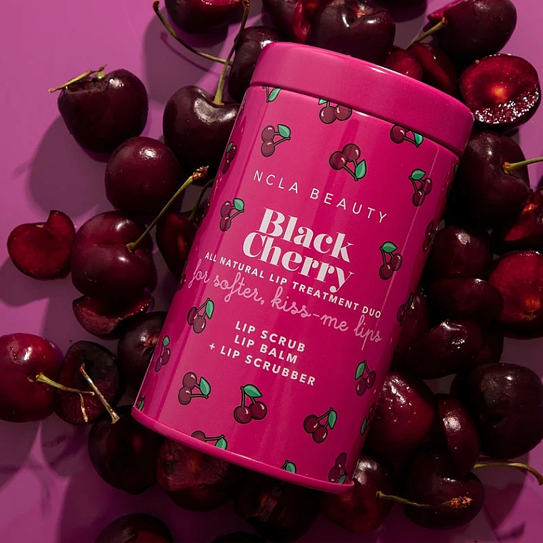 Zestaw do pielęgnacji ust Czarna wiśnia - NCLA Beauty Black Cherry (l/balm/10ml + l/scrub/15ml + scrubber) — Zdjęcie N5