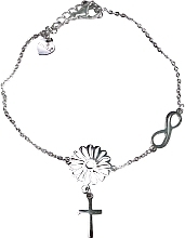 Kup Bransoletka damska, krzyżyk na kwiatku i nieskończoność, srebrna - Lolita Accessories