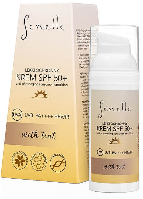 Lekki ochronny krem przeciwsłoneczny - Senelle Light Protective Face Cream With Tint SPF 50 +  — Zdjęcie N1
