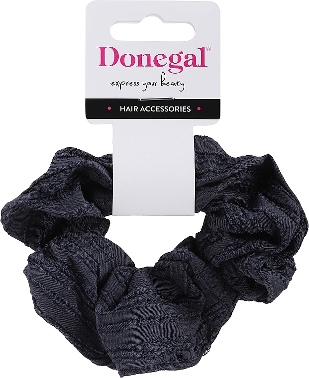 Gumka do włosów, FA-5608, ciemnoniebieska ze wzorem - Donegal — Zdjęcie N1