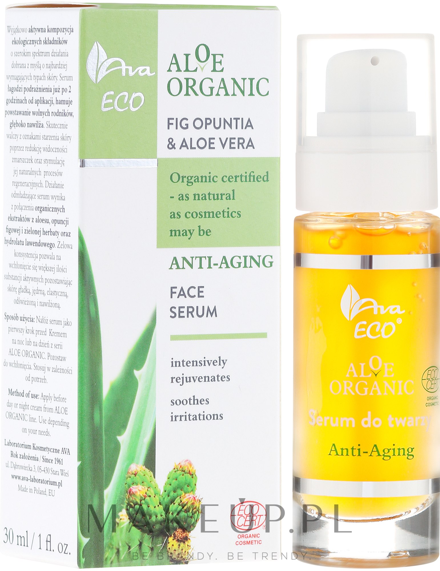 Serum anti-aging do twarzy Opuncja i aloes - AVA Laboratorium Eco Aloe Organic — Zdjęcie 30 ml