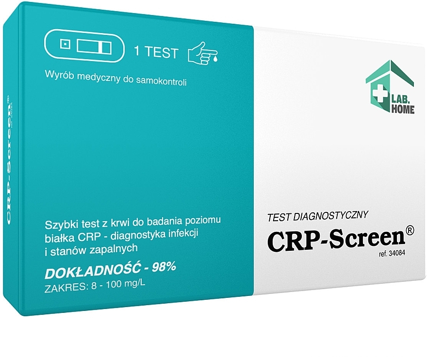 Test diagnostyczny w celu sprawdzenia poziomu białka we krwi - Lab.Home CRP-Screen — Zdjęcie N1