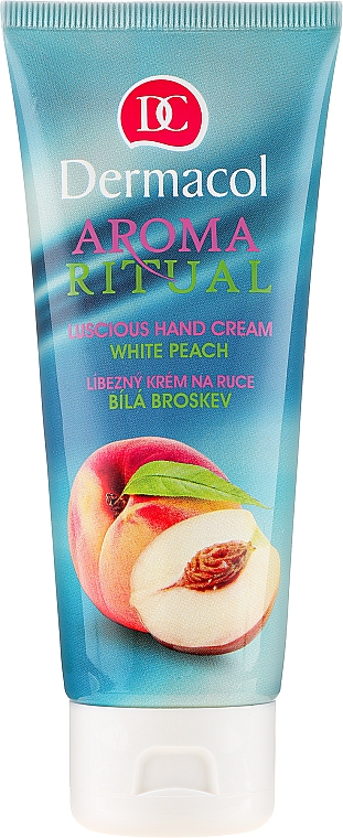 Regenerujący krem do rąk Biała brzoskwinia - Dermacol Aroma Ritual White Peach Hand Cream