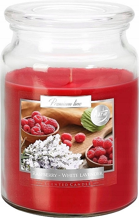 Świeca aromatyczna premium w szkle Malina i biała lawenda - Bispol Premium Aura Raspberry & White Lavender — Zdjęcie N1