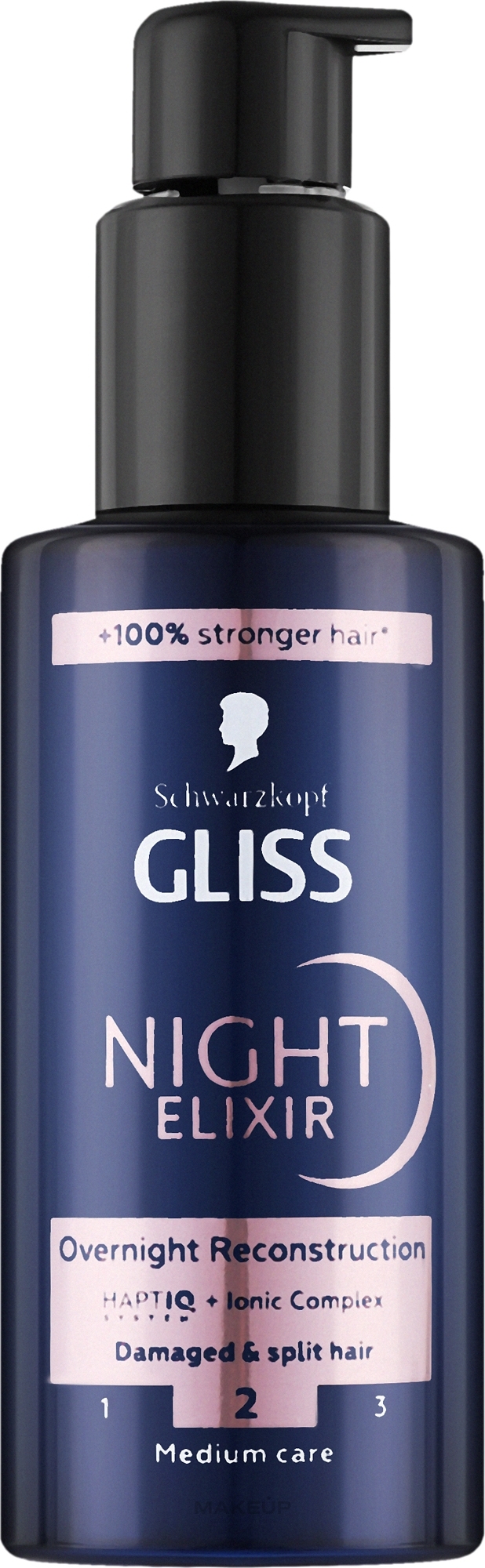 Eliksir do włosów zniszczonych z rozdwojonymi końcówkami - Gliss Hair Repair Night Elixir Overnight Reconstruction — Zdjęcie 100 ml