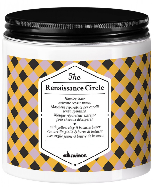 Ekstremalnie naprawcza maska do zniszczonych włosów z glinką żółtą i masłem babassu - Davines The Renaissance Circle Hair Mask
