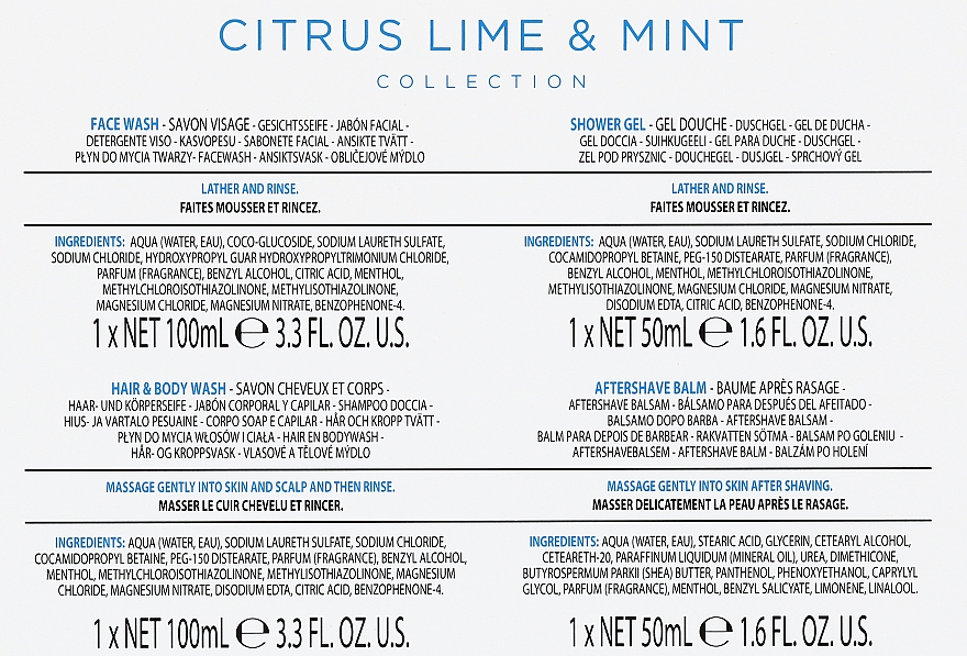 Zestaw - Baylis & Harding Citrus Lime & Mint Set (wosh/100ml + sh/100ml + aft/sh/balm/50ml + sh/gel/50ml) — Zdjęcie N3