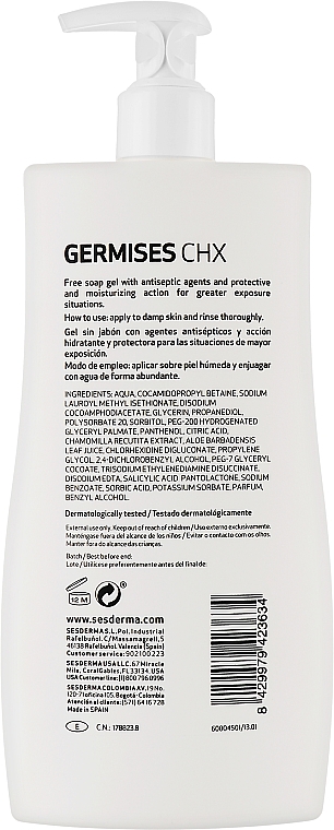 Nawilżający żel pod prysznic - SesDerma Laboratories Germises CHX Body Hygiene Gel — Zdjęcie N2