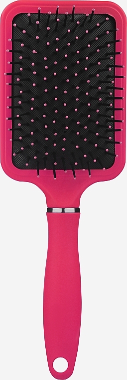 Szeroka prostokątna szczotka do włosów z nylonowym włosiem i szpilkami, różowa - Disna Pharma — Zdjęcie N1