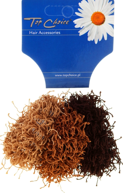 Gumki do włosów typu Spaghetti 3 sztuki, brązowe - Top Choice — Zdjęcie N1