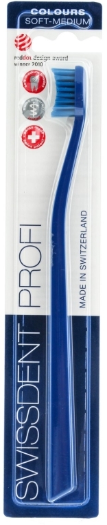 Szczoteczka do zębów, średnia miękkość, niebieska - SWISSDENT Profi Colours Soft-Medium Toothbrush Blue&Blue — Zdjęcie N1