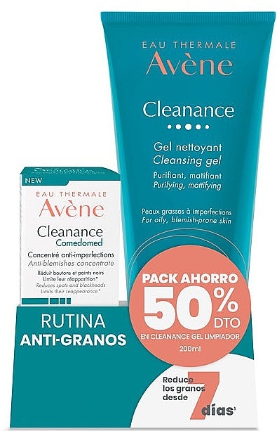 Zestaw dla mężczyzn - Avene Cleanance Anti-Blemishes Concentrate (f/concentrate/30ml + cl/gel/200ml) — Zdjęcie N1