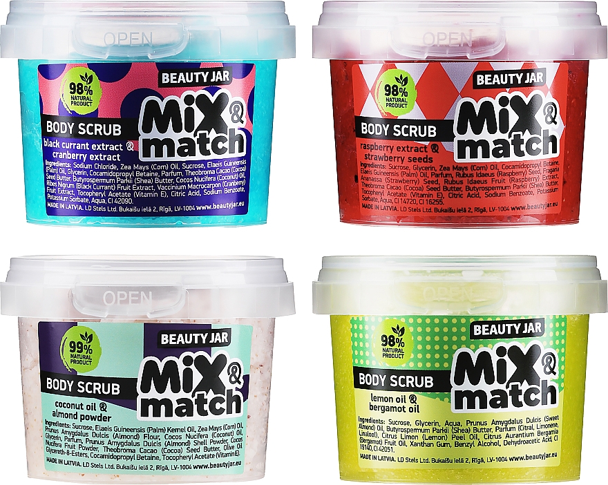 Zestaw peelingów do ciała - Beauty Jar Mix & Match Body Scrub Set (b/peeling 2 x150 g + b/scrub 2 x 120 g) — Zdjęcie N1