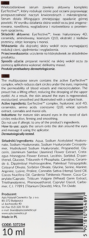 PRZECENA! Serum pod oczy liftingujące i redukujące cienie - Apis Eye'Fective Complex Eye Serum * — Zdjęcie N3