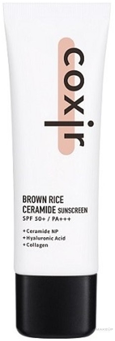 Hybrydowy krem przeciwsłoneczny z ceramidami - Coxir Brown Rice Ceramide Sunscreen SPF 50+ — Zdjęcie 50 ml