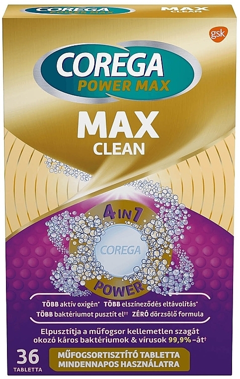 Tabletki do protez - Corega Max Clean 4-in-1 Power — Zdjęcie N2