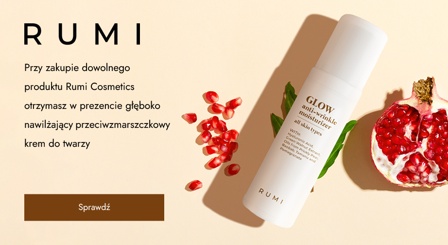 Przy zakupie dowolnego produktu Rumi Cosmetics otrzymasz w prezencie głęboko nawilżający przeciwzmarszczkowy krem do twarzy.