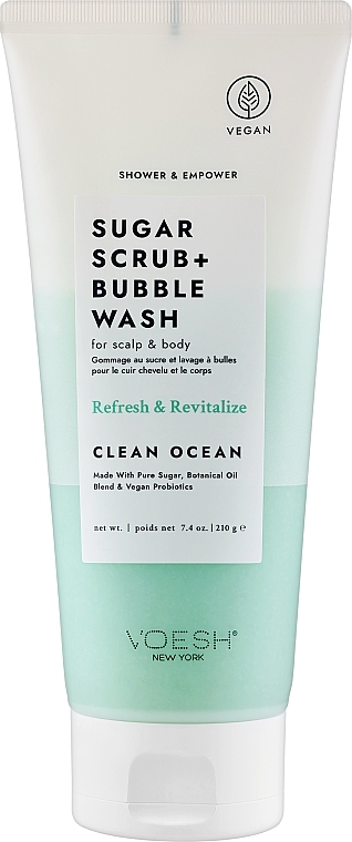 Peeling cukrowy do skóry głowy i ciała Pure ocean - Voesh Sugar Scrub+Bubble Wash Clean Ocean — Zdjęcie N1