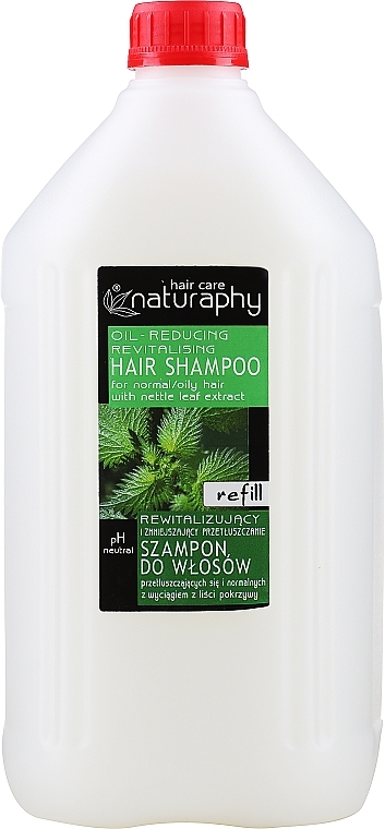 Szampon do włosów przetluszczajacych sie i normalnych z wyciągiem z lisci pokrzywy - Naturaphy Nettle Leaf Extract Shampoo Refill — Zdjęcie N1