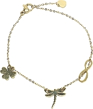 Kup Bransoletka damska, kwiatek, ważka i nieskończoność, złota - Lolita Accessories