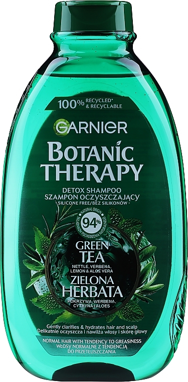 Szampon oczyszczający i orzeźwiający do włosów normalnych z tendencją do przetłuszczania Zielona Herbata, Eukaliptus & Cytruss - Garnier Botanic Therapy