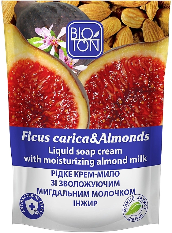 Kremowe mydło do rąk Figi i mleczko migdałowe - Bioton Cosmetics Active Fruits "Ficus carica & Almonds" Soap (uzupełnienie)	 — Zdjęcie N1