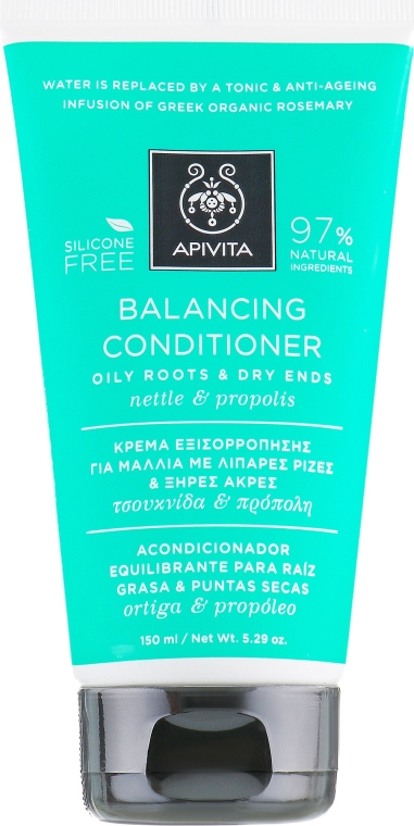 Normalizująca odżywka do włosów przetłuszczających się ze skłonnością do suchych końcówek Propolis i pokrzywa - Apivita Balancing Conditioner