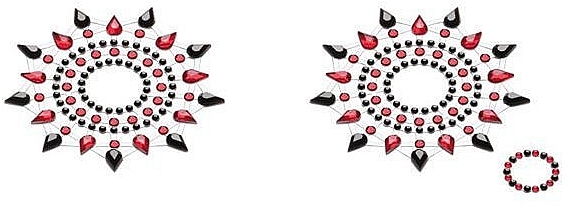 Komplet biżuterii kryształkowej na klatkę piersiową i pępek, czarno-czerwony - Petits Joujoux Gloria Set Black-Red — Zdjęcie N1