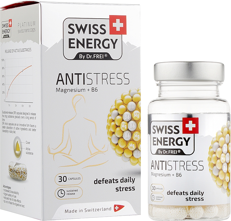 Witaminy w kapsułkach Magnez + B6 - Swiss Energy Antistress — Zdjęcie N2