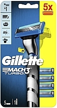 Kup Maszynka do golenia z 5 wymiennymi ostrzami - Gillette Mach 3 Turbo 3D Motion