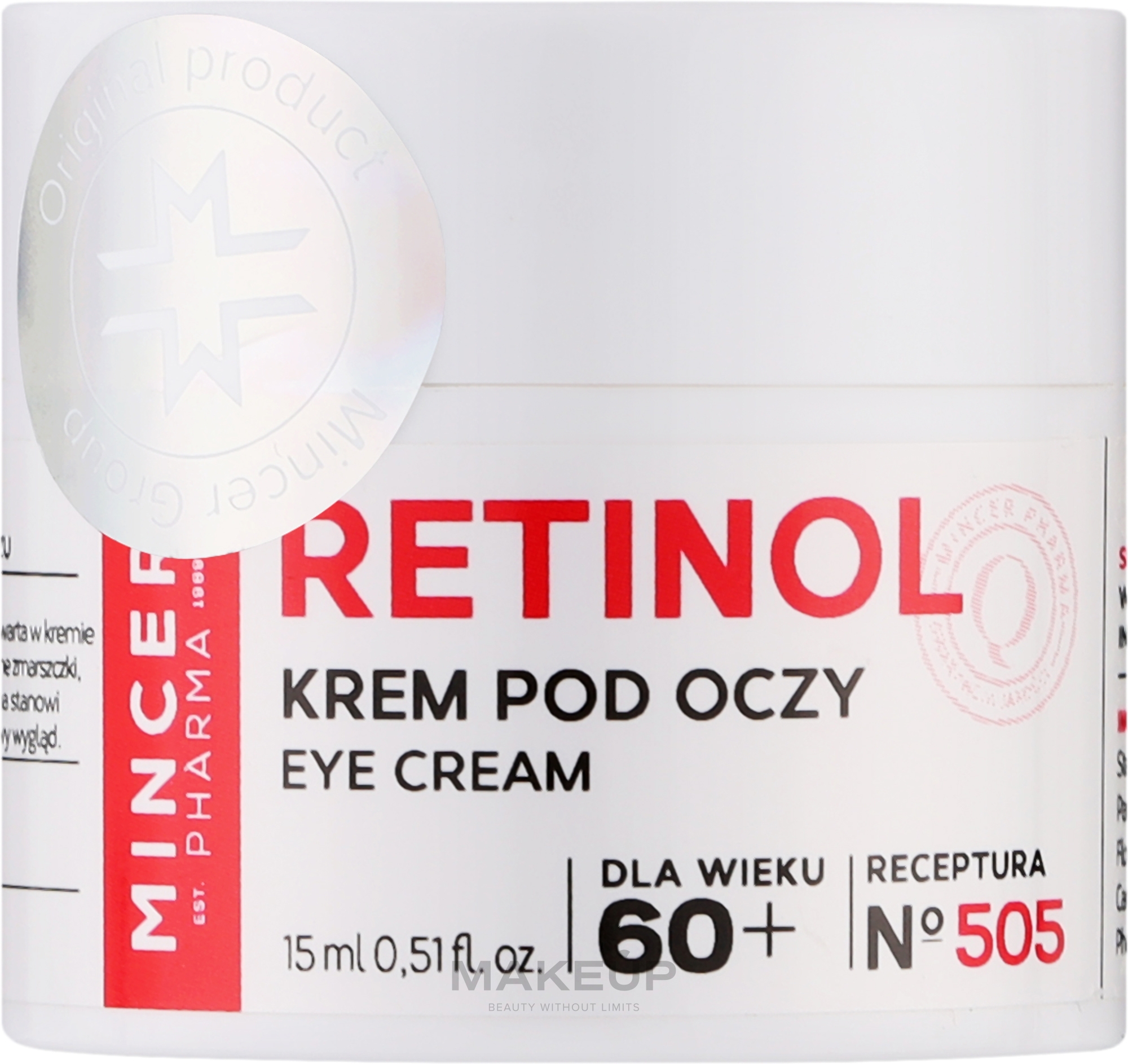 Krem pod oczy z retinolem 60+ - Mincer Pharma Retinol № 505 Eye Cream — Zdjęcie 15 ml
