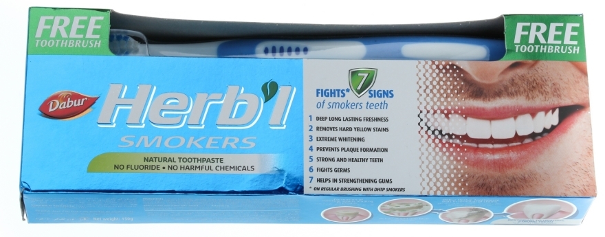 Zestaw "Smokers" - Dabur Herb`l (toothbrush + toothpaste 150 g) — Zdjęcie N1