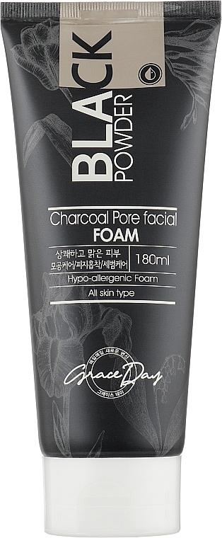 Hipoalergiczna pianka do mycia twarzy ze sproszkowanym węglem drzewnym - Grace Day Black Powder Charcoal Pore Facial Foam — Zdjęcie N1