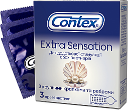Kup Prezerwatywy lateksowe z silikonowym lubrykantem z wypustkami, 3 szt. - Contex Extra Sensation