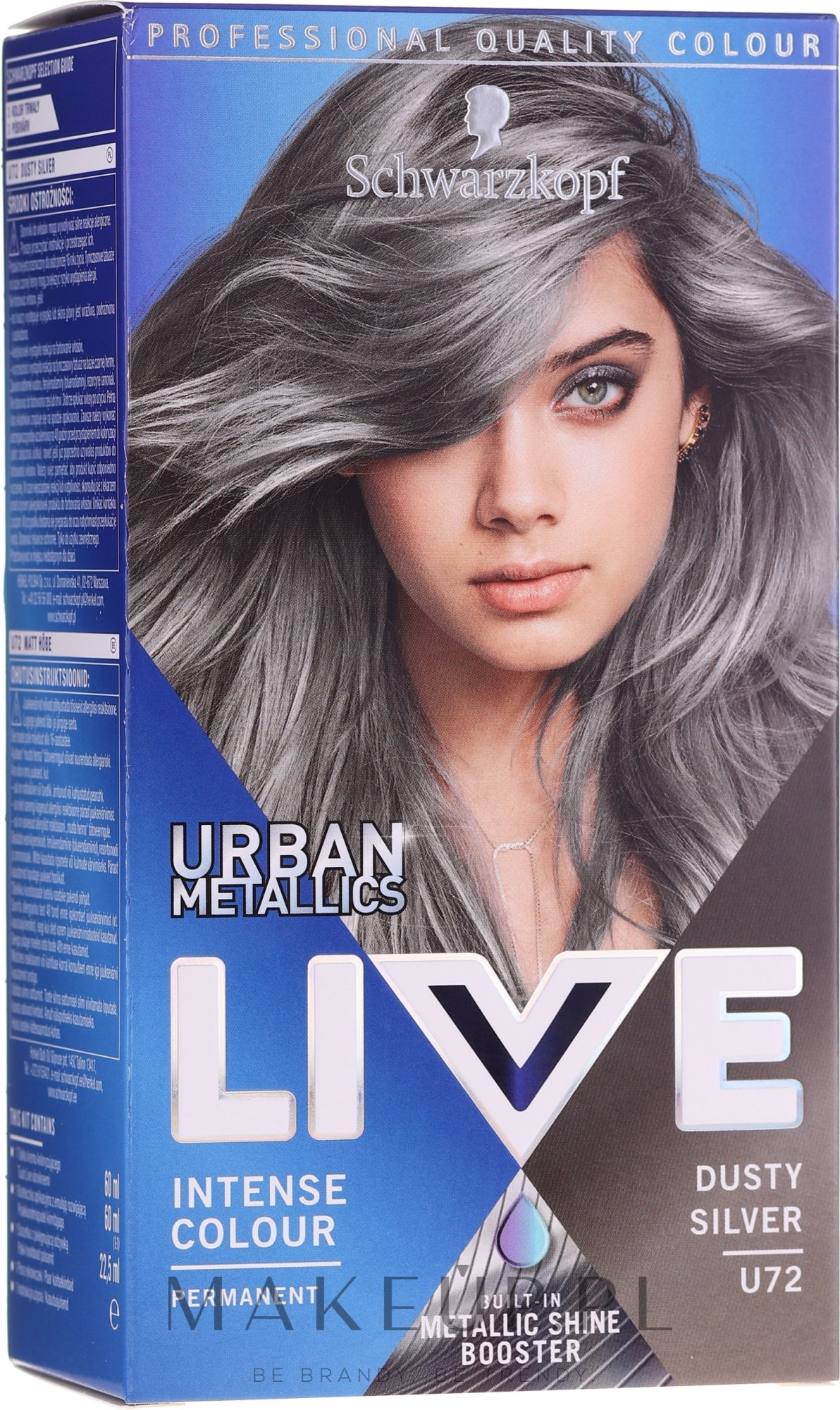 PRZECENA! Farba do włosów - Live Urban Metallics Intense Colour * — Zdjęcie U72 - Dusty Silver
