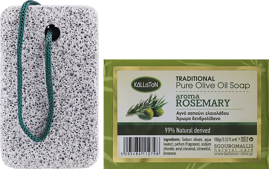 Zestaw, mydło o zapachu rozmarynu - Kalliston Set Soap + Pumice (soap/100g + stone/1pcs) — Zdjęcie N1