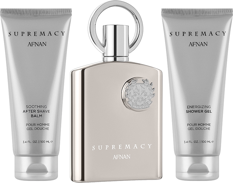 Afnan Perfumes Supremacy Silver - Zestaw (edp 100 ml + sh/gel 100 ml + af/sh/balm 100 ml) — Zdjęcie N2