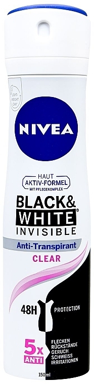 Dezodorant-antyperspirant w sprayu Niewidzialna ochrona dla czerni i bieli - NIVEA Black & White Invisible Clear — Zdjęcie N1