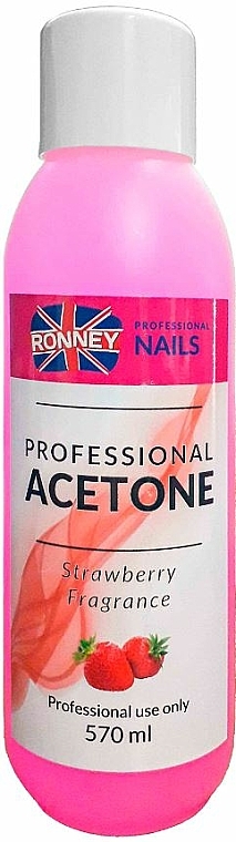 Acetonowy zmywacz do paznokci Truskawka - Ronney Professional Acetone Strawberry — Zdjęcie N7